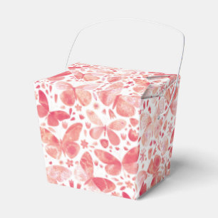 Caja Para Regalos Mariposas Acuarela Coral Rosa