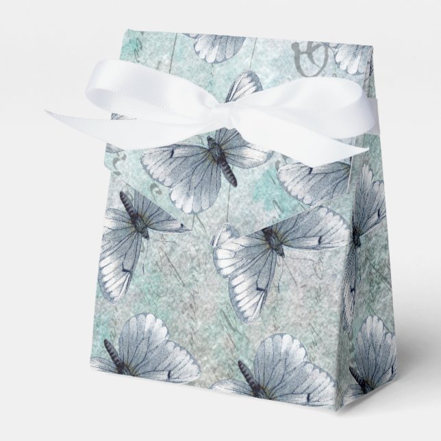 Caja Para Regalos Mariposas antiguas Grunge Francés (Front Side)