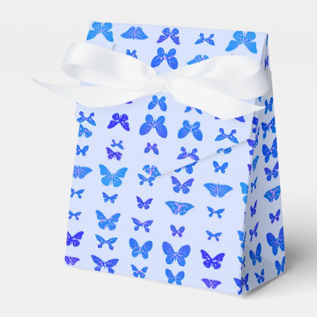 Caja Para Regalos Mariposas, azul cobalto, fondo azul claro (Front Side)