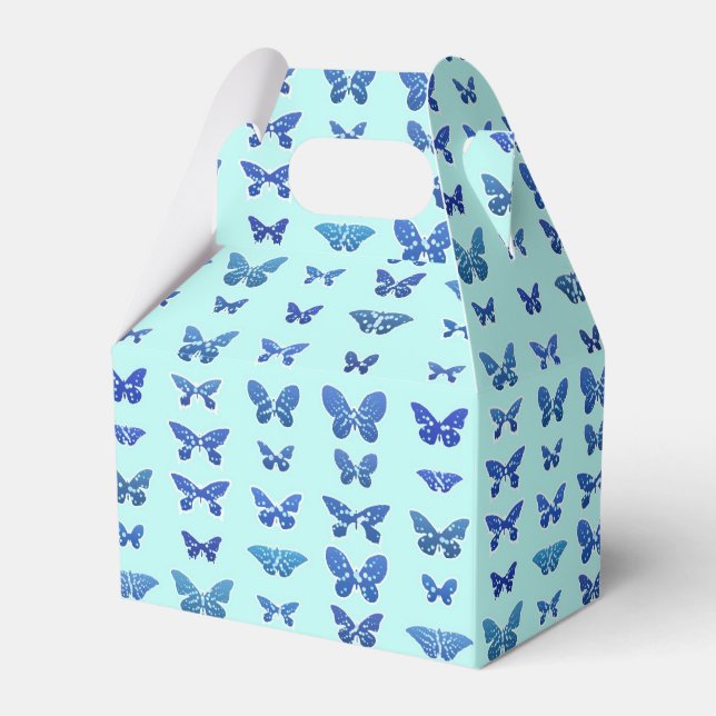 Caja Para Regalos Mariposas, azul, fondo turquesa (Front Side)