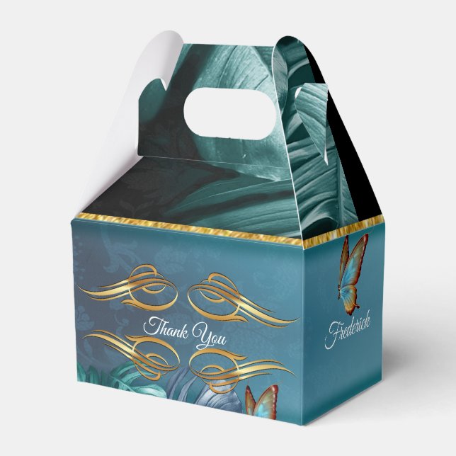 Caja Para Regalos Mariposas de paraídas/salpicaduras de turquesa tro (Front Side)