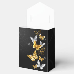 Caja Para Regalos Mariposas doradas y blancas