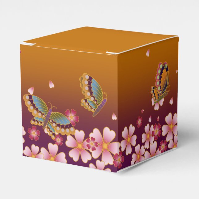 Caja Para Regalos Mariposas en medio del Personalizable Sakura flore (Costado Anverso)