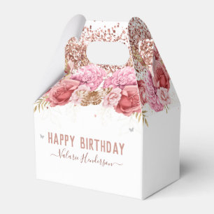 Caja Para Regalos Mariposas Florales Rosa Feliz Cumpleaños