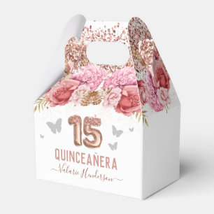 Caja Para Regalos Mariposas Florales Rosa Quinceañera