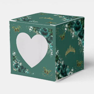 Caja Para Regalos Mariposas Florales Verde Esmeralda Quinceanera Min