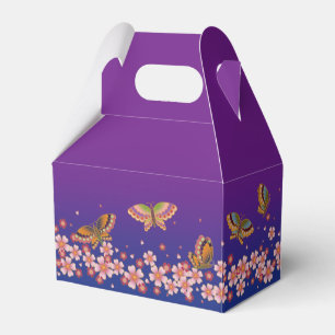 Caja Para Regalos Mariposas japonesas en medio de sakura florecen en