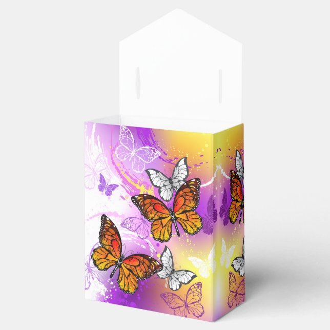 Caja Para Regalos Mariposas monarcas en fondo morado (Abierto)