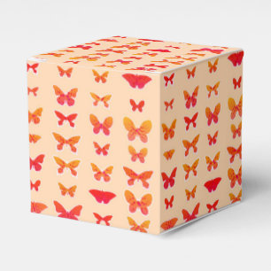 Caja Para Regalos Mariposas, oro, rosa coral, naranja suave
