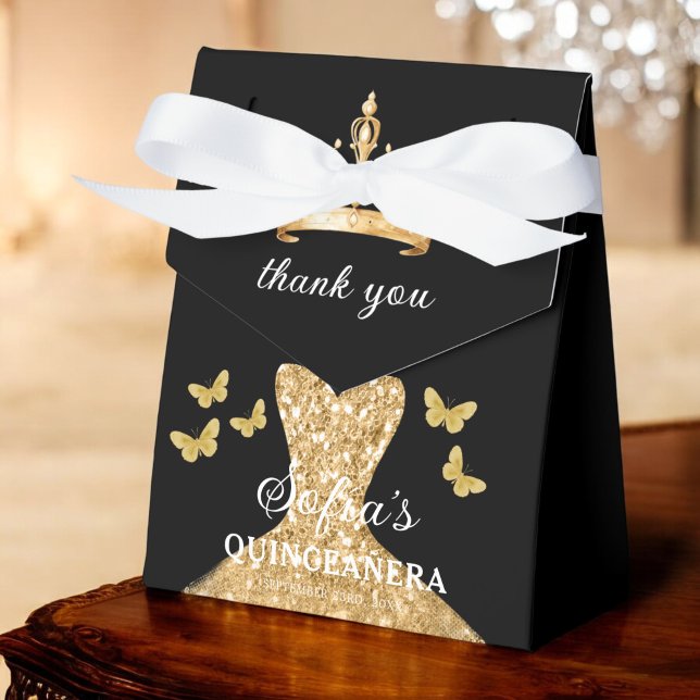 Caja Para Regalos Mariposas Quinceañera floral de oro (Subido por el creador)