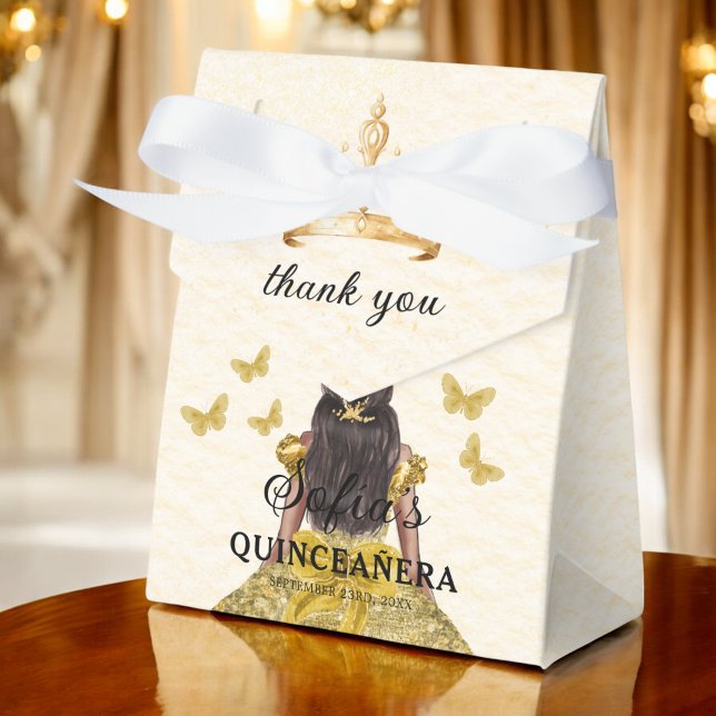 Caja Para Regalos Mariposas Quinceañera floral de oro (Subido por el creador)