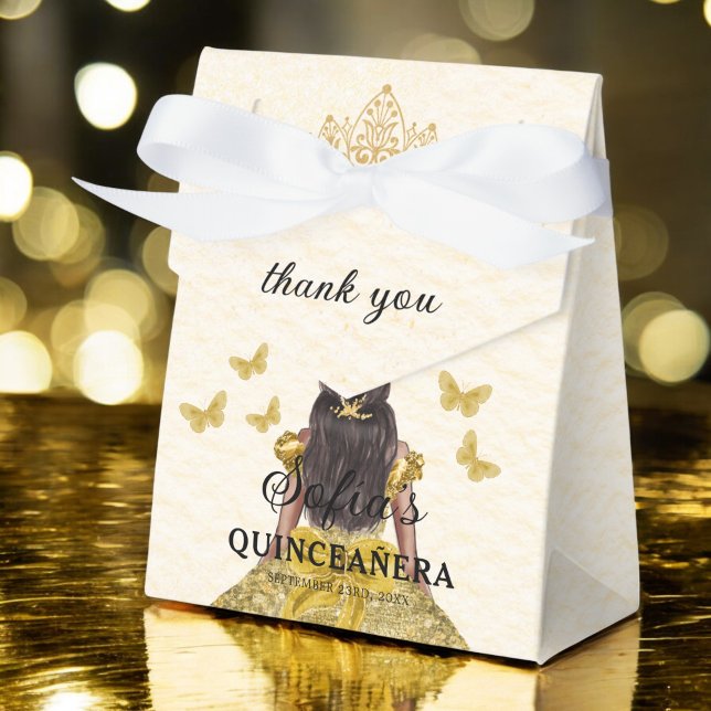 Caja Para Regalos Mariposas Quinceañera floral de oro (Subido por el creador)