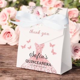 Caja Para Regalos Mariposas Quinceañera Floral Rosa Rubor