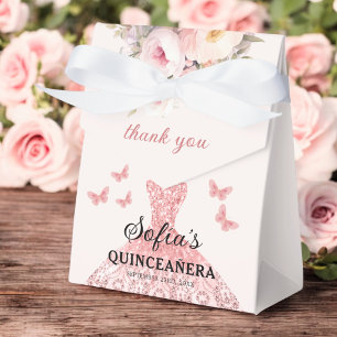 Caja Para Regalos Mariposas Quinceañera Floral Rosa Rubor