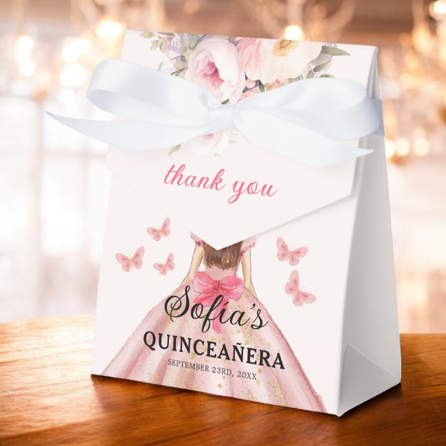 Caja Para Regalos Mariposas Quinceañera Floral Rosa Rubor (Subido por el creador)