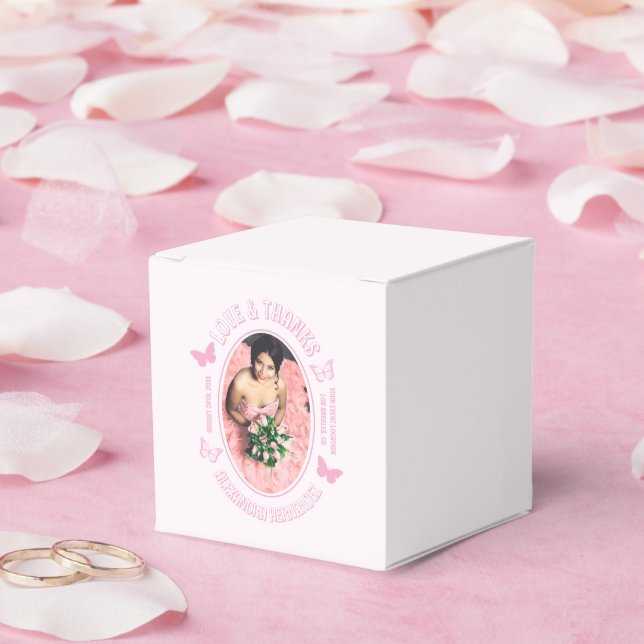 Caja Para Regalos Mariposas rosadas Quinceanera (Boda)
