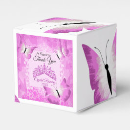 Caja Para Regalos Mariposas rosas, Tiara Quinceanera