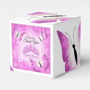 Caja Para Regalos Mariposas rosas, Tiara Quinceanera
