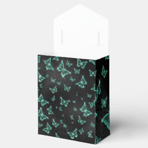 Caja Para Regalos Mariposas verde azuladas en negro