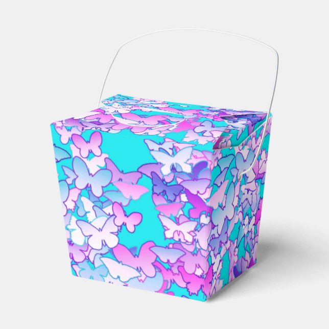 Caja Para Regalos Mariposas, violeta y turquesa (Front Side)