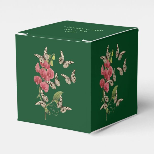 Caja Para Regalos Mariposas Y Flor De Pea Dulce Personalizadas (Costado Anverso)
