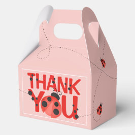 Caja Para Regalos Mariquita Agradecimiento Acuarela Rosa