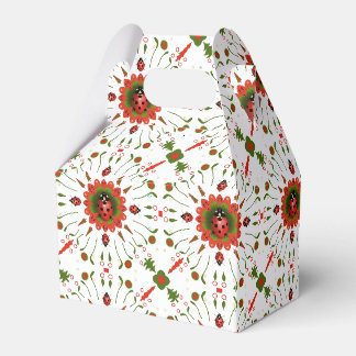 Caja Para Regalos Mariquita de Navidad Rojo Blanco Verde Papel