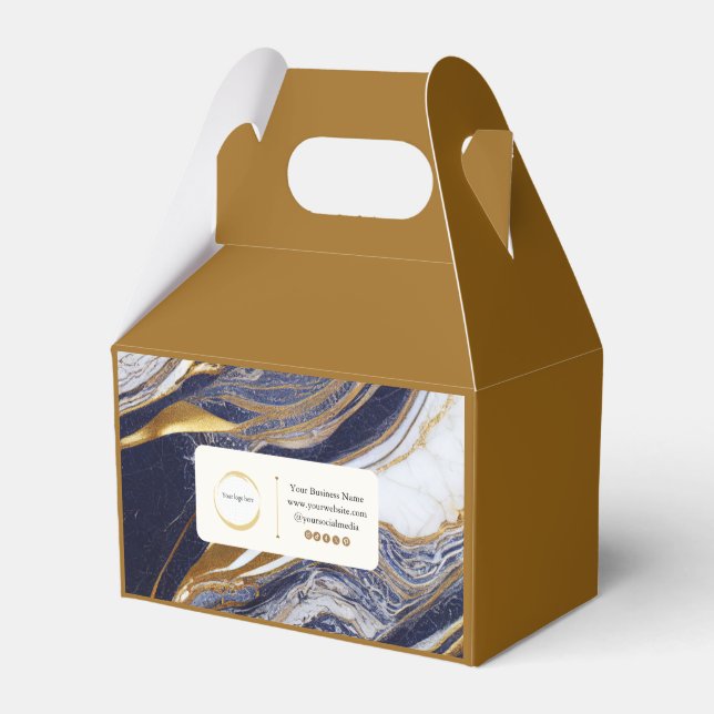 Caja Para Regalos Marmol blanco de oro negro para pequeñas empresas (Front Side)