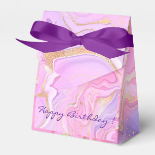 Caja Para Regalos Mármol de Lujo Brillo Rosa Púrpura Dorado