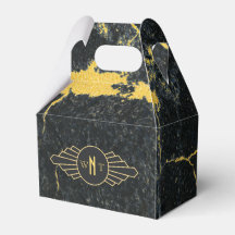 Mármol de oro negro tres letras Monograma Art Deco