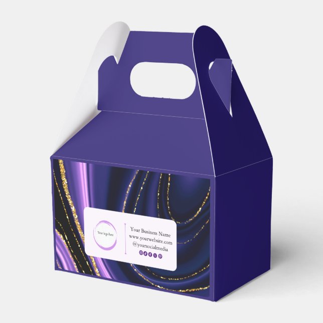 Caja Para Regalos Mármol Negro Púrpura Pequeña Empresa  (Front Side)