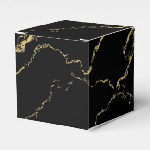 Caja Para Regalos Mármol negro y dorado agudo