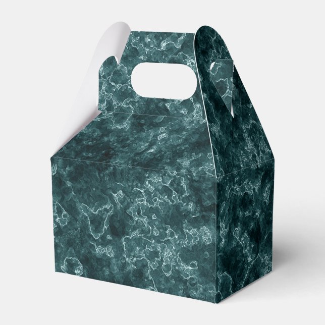 Caja Para Regalos Mármol turquesa negro (Reverso)