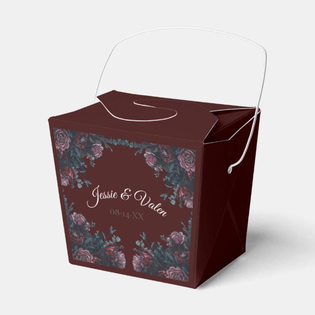 Caja Para Regalos Maroon Autumn Boda Floral (Front Side)