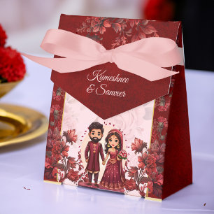 Caja Para Regalos Maroon boda indio linda pareja de novias impresa