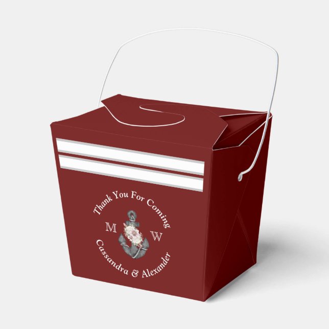 Caja Para Regalos Maroon Burgundy Rojo Boda Náutico (Front Side)