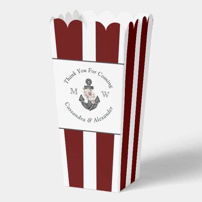 Caja Para Regalos Maroon Burgundy Rojo Boda Náutico (Anverso)