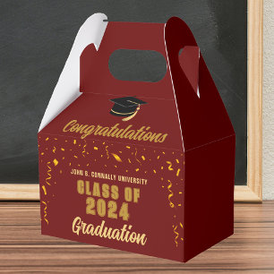 Caja Para Regalos Maroon Gold Felicitaciones al Partido de Graduació