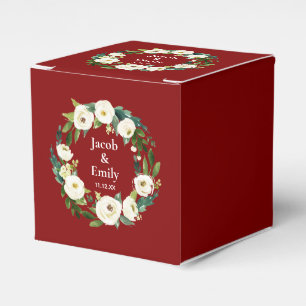 Caja Para Regalos Maroon Greenery Personalized Names Date Boda