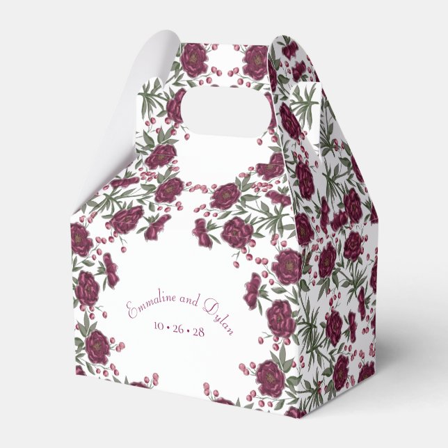 Caja Para Regalos Maroon Rose Wedding (Front Side)