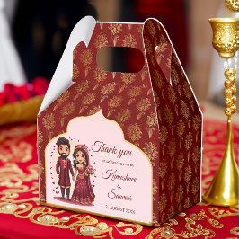 Caja Para Regalos Maroon y personalizado de pareja de novias india a