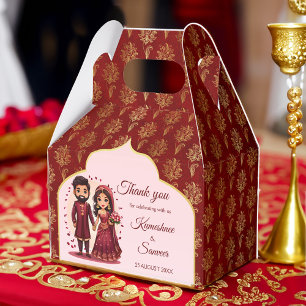Caja Para Regalos Maroon y personalizado de pareja de novias india a