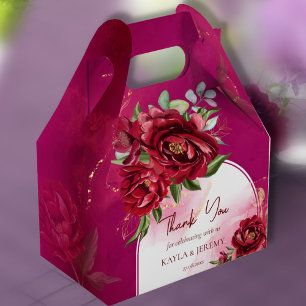 Caja Para Regalos Marrón boda de Borgoña flores arco moderno