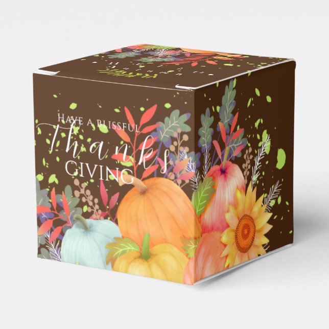 Caja Para Regalos Marrón de Acción de Gracias de Otoño (Costado Anverso)