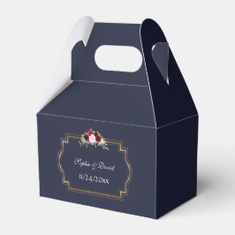 Caja Para Regalos Marsala Floral Gold Navy Blue Fall Wedding