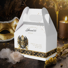 Caja Para Regalos Máscara de mascarada Motif Harlequin Black Gold ID