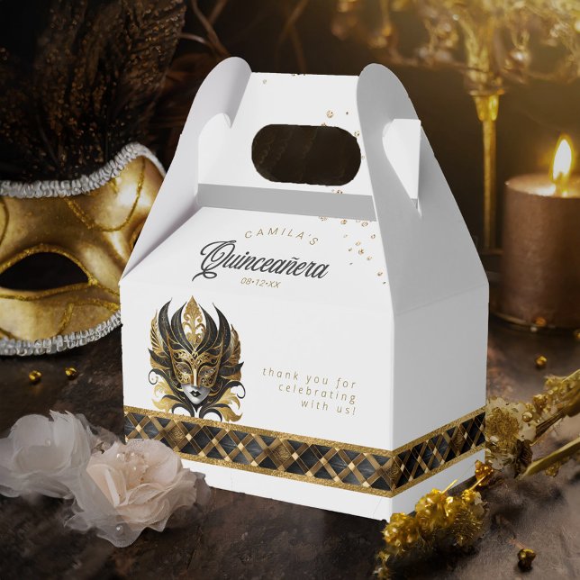 Caja Para Regalos Máscara de mascarada Motif Harlequin Black Gold ID (Subido por el creador)