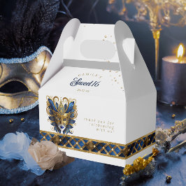 Caja Para Regalos Máscara de mascarada Motif Harlequin Blue Gold ID1