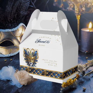 Caja Para Regalos Máscara de mascarada Motif Harlequin Blue Gold ID1