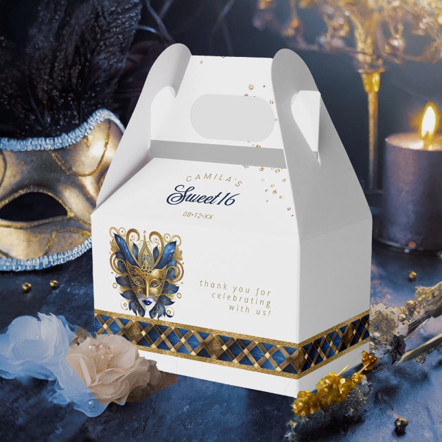 Caja Para Regalos Máscara de mascarada Motif Harlequin Blue Gold ID1 (Subido por el creador)